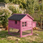 Hühnerstall aus Rosa Holz auf 2 Etagen für Hühner 111x100x100 cm mit Erhöhtem Nest und Unterem Garten
