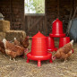 Set di 5 Mangimi con Piedi per Uccelli e Galline da 4 Kg | 30x30x50 cm | Antigaspi | Appesi o Fissi | Colore Rosso