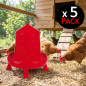 Set di 5 Mangimi con Piedi per Uccelli e Galline da 4 Kg | 30x30x50 cm | Antigaspi | Appesi o Fissi | Colore Rosso