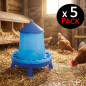 Pack 5 Tolva Comedero con Patas para Aves y Gallinas | Capacidad 4 kg | 30x30x50 cm | Plástico Resistente | Color Azul