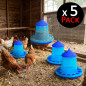 Pack 5 Tolvas Comederos para Aves y Gallinas | 2 kg Capacidad | 25x25x34 cm | Plástico Resistente | Color Azul Pack 5 Tolvas Comederos para Aves y Gallinas | 2 kg Capacidad | 25x25x34 cm | Plástico Resistente | Color Azul