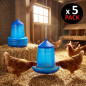 Pack 5 Tolvas Comederos para Aves y Gallinas | 8 kg Capacidad | 38x38x60 cm | Plástico Resistente | Color Azul