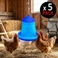 Set di 5 Mangiatoie Mangiatoie per Uccelli e Galline | Capacità 8 kg | 38x38x60 cm | Plastica Resistente | Colore Blu