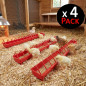 Set di 4 Mangiatoie plastici per Galline | Griglia larga 100x12x13 cm | Mangime per Pulcini di 1ª Età | Canale Anti-Spreco