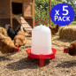 Abreuvoir pour poulets de 8 litres (32 x 37 cm) | Lot de 5 abreuvoirs pour volailles | Abreuvoirs pour la ferme | Abreuvoirs pou
