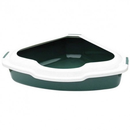 Caixa de areia para gatos de canto com borda branca, 56x43x16 cm, caixa de areia para gatos, banheiro para gatos