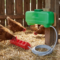 Kit Bebedouro Automático para Galinhas e Pombos, 7 Litros | 50 x 12 x 13 cm | Inclui Tanque, Bebedouro e Tubo Flexível de 25 m