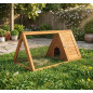 Casa de Madera para Conejos 100x50x41cm | Caseta Triangular con Base Abierta para Conejos | Nido Lateral Protector