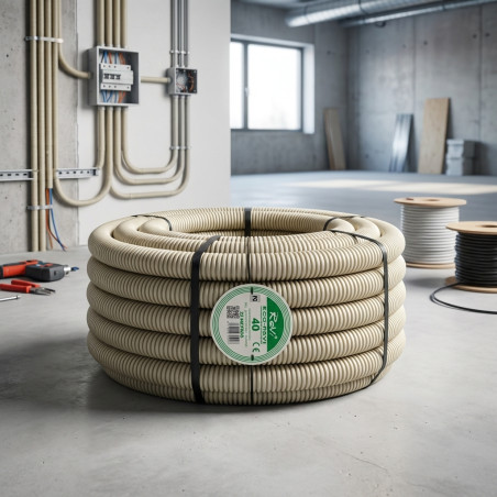 Halogenfreier Wellrohr 40mm | Verstärkter Spiralschlauch 25 Meter | PVC-Isolierung für Elektrokabel