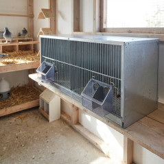 Cage à pigeons en tôle galvanisée 2 départements, 97,5x44,5x44 cm