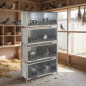 Cage à pigeons en tôle galvanisée 8 départements avec pieds, 100x45x202 cm