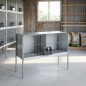 Cage à pigeons en tôle galvanisée 2 départements avec pieds, 100x45x75 cm