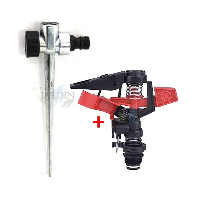 Arroseur agricole ajustable. Portée de 8 à 13 mètres. Filetage mâle 1/2'' + piquet support arroseur Arroseur agricole ajustable. Portée de 8 à 13 mètres. Filetage mâle 1/2'' + piquet support arroseur
