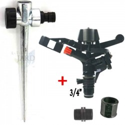 Landwirtschaftlicher Sektor-Sprinkler 3/4'', Reichweite 13 bis 18 m, Suinga + Sprinklerstützpfahl