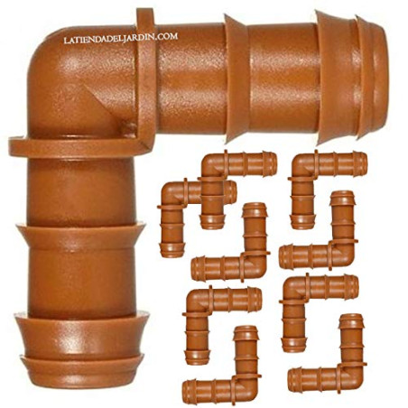 Set di 10 Gomiti per irrigazione a goccia da 16 mm | Gomito per raccordo tubo da 16 mm | Gomito per tubo flessibile per i