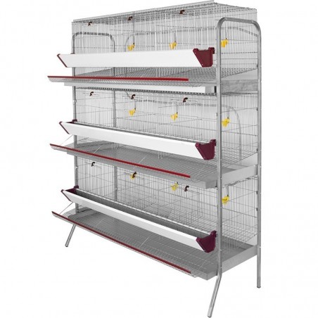 Batterie des Poules Pondeuses 9 Compartiments idéal pour 45 Poules, Cages pour poules pondeuses en batterie, 154x70x185 cm