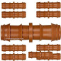 Pack 10 Enlace Riego por Goteo 16mm | Manguito conector tuberia 16 mm | Enlace Goteo para Manguera de Riego 16mm, marrón