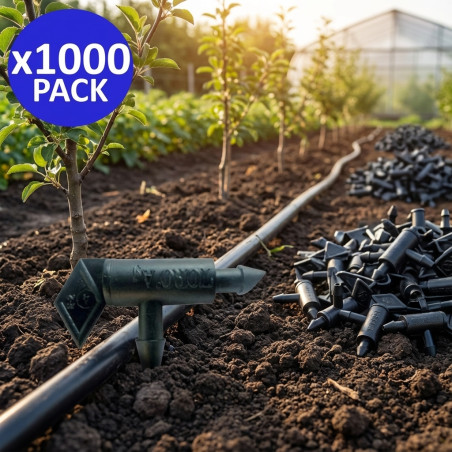 Pacote com 1000 gotejadores de irrigação laminar, 8 L/h | Vazão fixa, 8 litros, não removível | Pressão recomendada: 1 bar