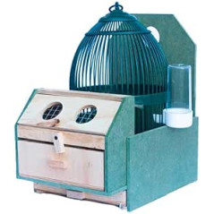 Cage oiseaux ronde 23x35 cm, Cage à oiseaux à perdrix avec support et abreuvoir, vert