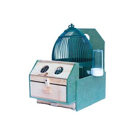 Runder Vogelkäfig 23x35 cm, Wachtelkäfig mit Ständer und Tränke, grün