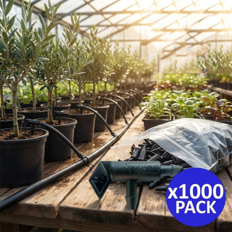 Pack 1000 Goteros de Riego Laminar 8 L/h | Gotero Caudal Fijo 8 Litros No Desmontable | Presión Recomendada 1 Bar