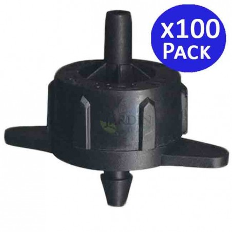 Tropfschlauchs 16 mm, 100 Meter + 100 automatische Kompensations-Tropfer, 4 Liter pro Stunde