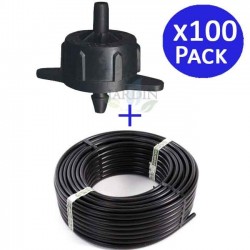 Tubería goteo 16mm 100 mts + 100 Goteros autocompensante 4 l/h desmontables