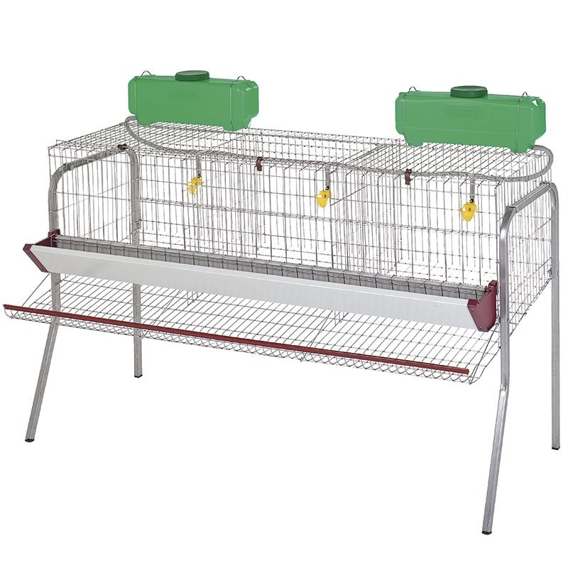 Batterie des Poules Pondeuses 3 Compartiments idéal pour 15 Poules, Cages pour poules pondeuses en batterie, 155x70x95 cm