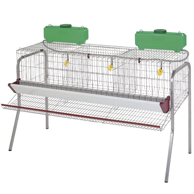 Bateria para 15 galinhas poedeiras em 3 compartimentos 155x70x95 cm