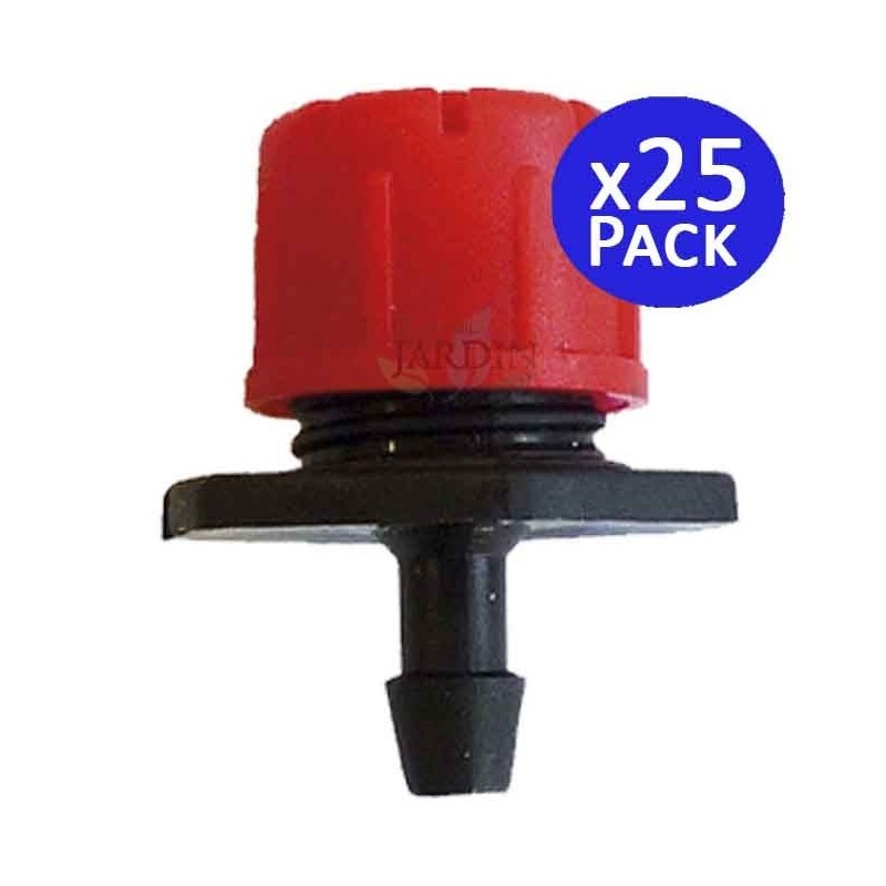 Einstellbarer roter Tropfer 0 bis 70 l/h. 25 Einheiten.