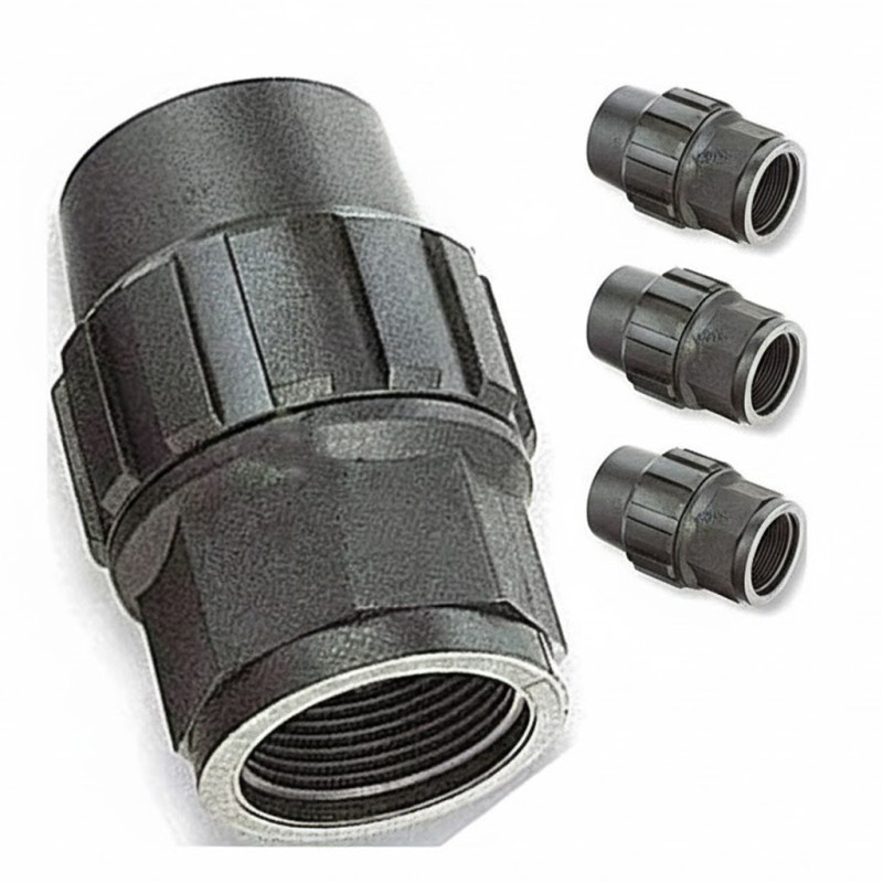 4 Stück PE-Rohr Kupplung 25mm x 3/4'' Weiblich für 25mm Rohr | Aenor Zertifizierte Gewindeverbindung