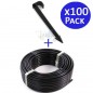 Tuyau d'arrosage goutte à goutte 16 mm x 100 m + 100 Crampon de fixation 16 mm, noir