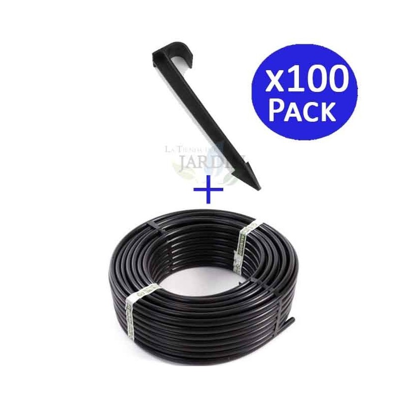 Tubo gotejador de 16 mm 100 metros + 100 suportes
