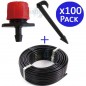 Tubo per Irrigazione a Goccia 16 mm x 100 m + 100 Gocciolatori Regolabili 0-70 l/h + 100 Picchetti Picchetto Ferma tubo 16mm