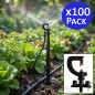 Pack 100 Sistema de aspersión por micro goteo, Microaspersor 180º con estaca 40 cm, alcance 1,7-2 m