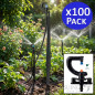 Set di 100 Sistema micro-drip Irrigatore 360º 12 getti, Portata 2,5-3m con Picchetto Micro Stake completo 40cm + Tubo + Gommino