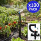 Set di 100 Sistema micro-drip Irrigatore 360º 12 getti, Portata 2,5-3m con Picchetto Micro Stake completo 40cm + Tubo + Gommino