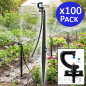 Pacote com 100 unidades de sistema de irrigação por gotejamento, irrigação por gotejamento de 360º com 12 jatos e estaca de 40 c Pacote com 100 unidades de sistema de irrigação por gotejamento, irrigação por gotejamento de 360º com 12 jatos e estaca de 40 c