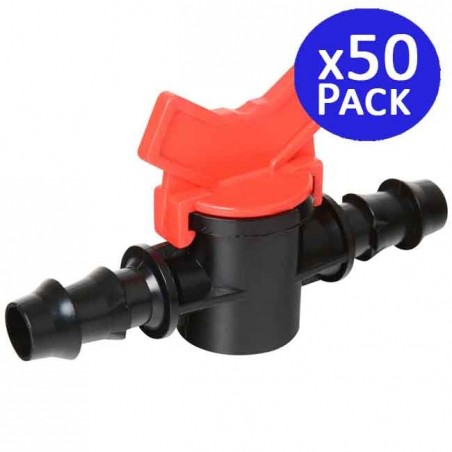 Lot de 50 Vanne Commutation d'Irrigation, Robinet d'arrosage goutte à goutte 16mm, valve 16 mm