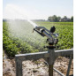 Irrigatore agricolo 1 1/4'' Jolly in metallo. Angolo di irrigazione regolabile. Portata da 17 a 29 m. Irrigatore a impulso