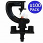 Kit d'irrigation par micro-asperseurs à 180° pour jardin et verger | Lot de 100 asperseurs | Portée jusqu'à 2,4 m