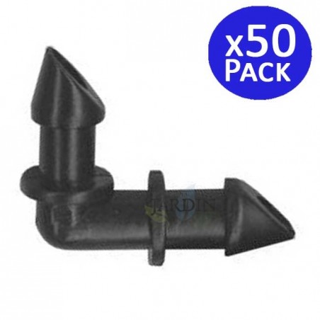 Set di 50 Gomiti per Tubo da 4 mm per Unire un Tubo da Irrigazione di 4,5 x 6,5 mm