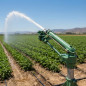 Agrar-Sprinkler River Metall mit Flansch. Einstellbarer Bewässerungswinkel. Reichweite 18 bis 37 m. Impuls-Sprinkler, Bewässerun