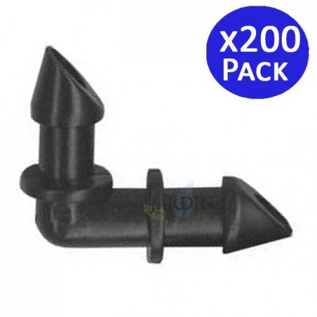 Pacote com 200 cotovelos para microtubos de 4 mm | Para unir microtubos de 4,5 x 6,5 mm