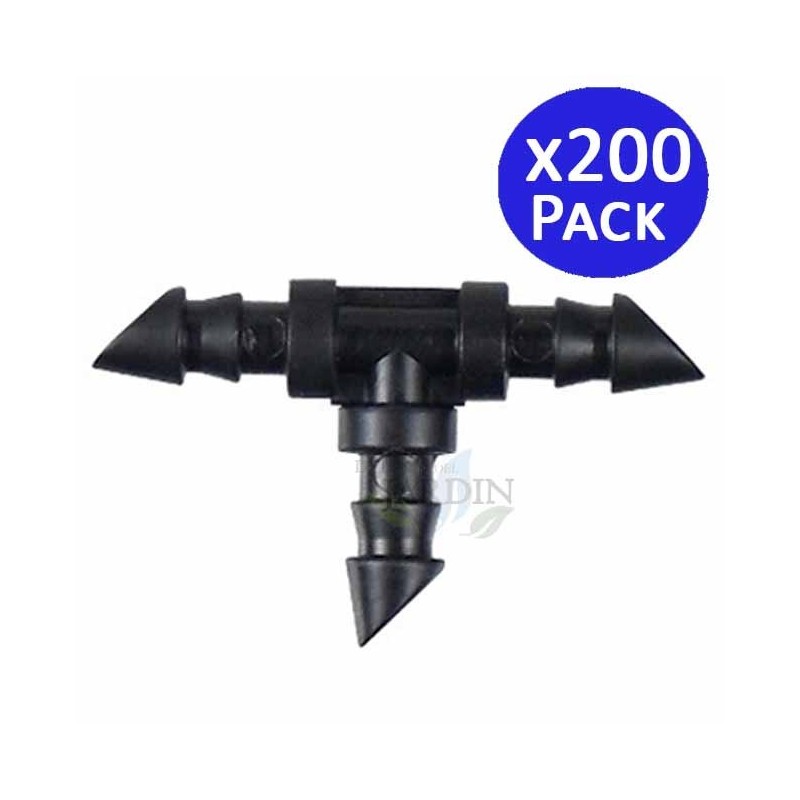 Pack of 200 4mm Microtube Tees | For joining 4.5 x 6.5mm microtubes | Drip Irrigation Accessory Pack of 200 4mm Microtube Tees | For joining 4.5 x 6.5mm microtubes | Drip Irrigation Accessory