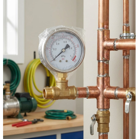 Manómetro Esfera Glicerina 0-10 Bar 1/4'' | Medidor de Presión para Fontanería | Calcula la Presión Exacta en las Tuberías