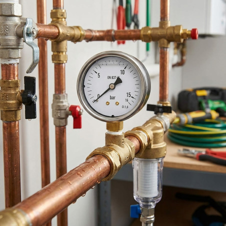 Glycerin ball pressure gauge 0-16 bar 1/4"