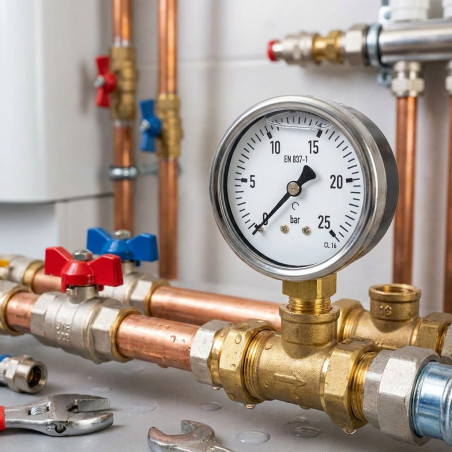 Manómetro Esfera Glicerina 0-25 Bar 1/4'' | Medidor de Presión | Fontanería y Jardinería