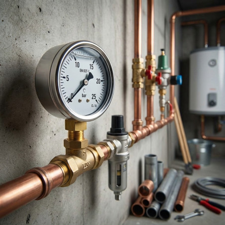 Manómetro Esfera Glicerina 0-25 Bar 1/4'' | Medidor de Presión para Fontanería | Calcula la Presión Exacta en las Tuberías