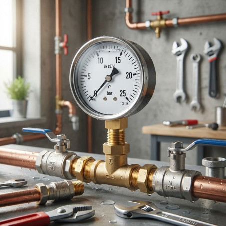 Manómetro Esfera Glicerina 0-25 Bar 1/4'' | Medidor de Presión para Fontanería | Calcula la Presión Exacta en las Tuberías